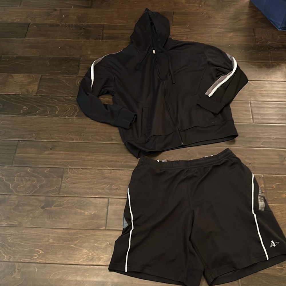 Coordinating Black Athletic Hoodie and Shorts